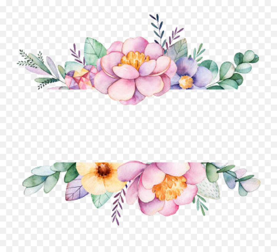 Free Png Download Watercolor Flowers - Watercolor Flower Frame Border Emoji,Flower Border Transparent Background