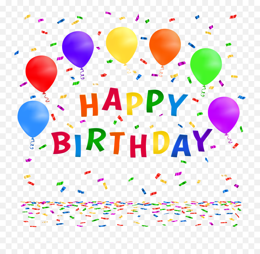 Happy Birthday With Confetti Png Clip Art Image Happy - Happy Birthday Balloons And Confetti Emoji,Confetti Png