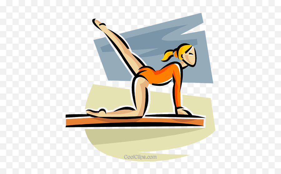 Gymnast Royalty Free Vector Clip Art - Girls Gymnastics Balance Beam Poses Cartoon Emoji,Gymnast Clipart