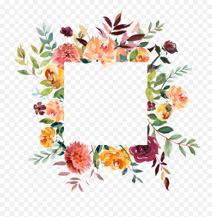 Square Wedding Invite Floral Clipart - Png Transparent Watercolor Flowers Png Emoji,Floral Clipart