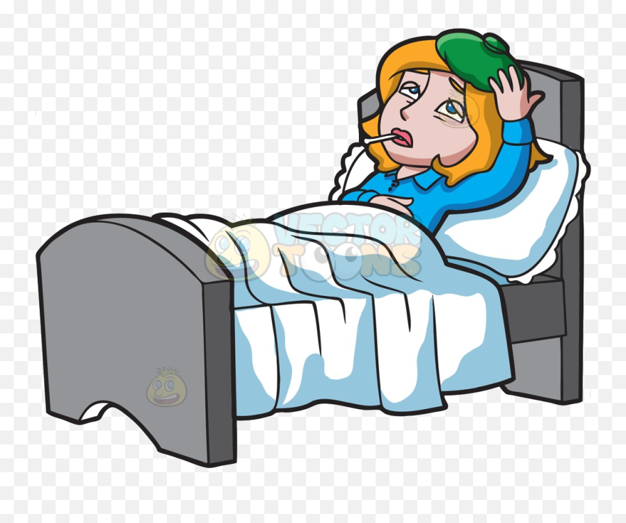 Cartoon Picture Of Sick Person In Bed Srcu003ddata - Woman Sick Clipart Emoji,Sick Clipart