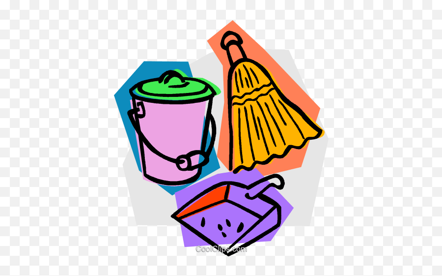 Broom With Dustpan And Pail Royalty Free Vector Clip Art Emoji,Broomstick Clipart