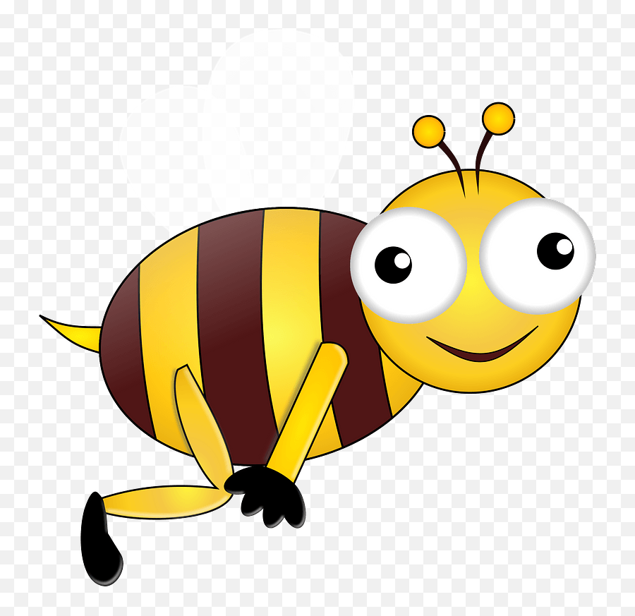 Smiling Bee Clipart - Transparent Cartoon Bee Sitting Emoji,Bumblebee Clipart