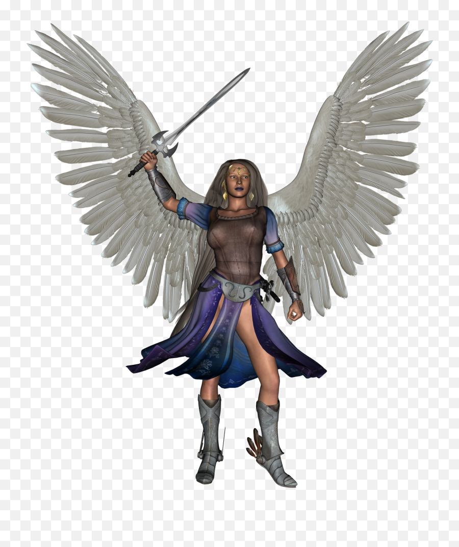 3d Model Of The Angel Woman With The Sword At White Emoji,Model Clipart