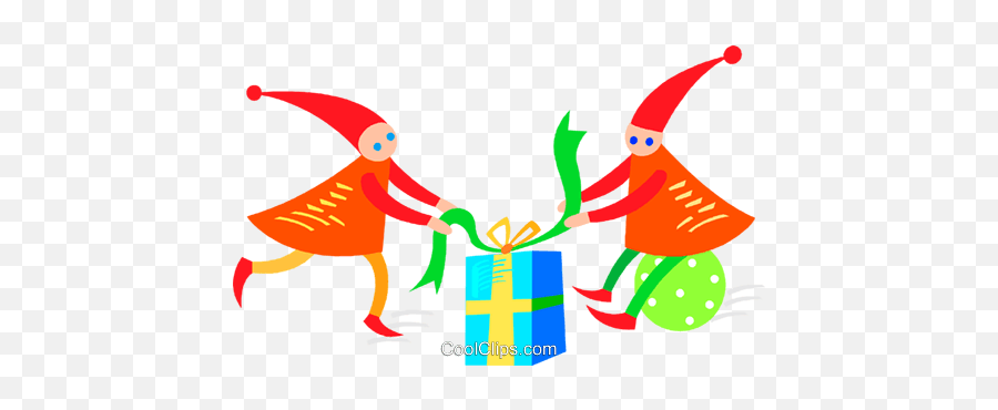 Christmas Elves With Presents Royalty Free Vector Clip Art Emoji,Christmas Elves Clipart