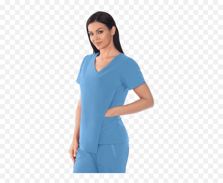 Greyu0027s Anatomy Signature 3 - Pocket Asymmetrical Drape Pleat Scrub Top Emoji,Grey's Anatomy Hospital Logo