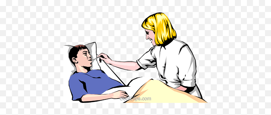 Nurse Checking For A Fever Royalty Free - Sick Leave Application Cartoon Emoji,Fever Clipart