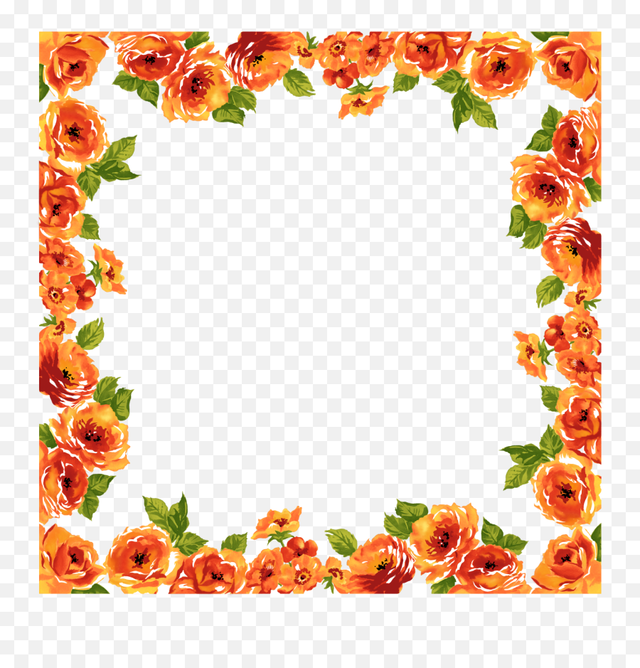 Fancy Wedding Border Transparent - Border Orange Flower Background Emoji,Border Transparent