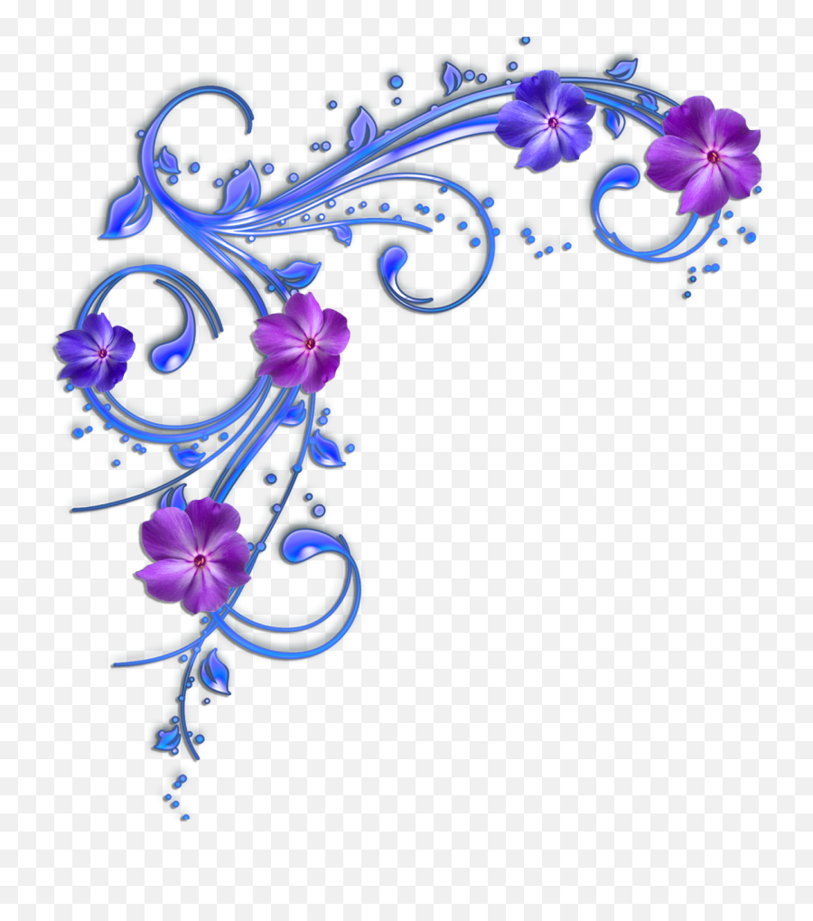 Purple Flowers Clip Art Border Png - Purple And Blue Flowers Clipart Png Emoji,Flower Border Png