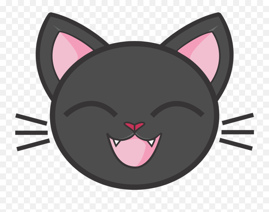Black Cat Vector Cute Kitty Png Picpng - Transparent Cat Face Animated Emoji,Cat Png