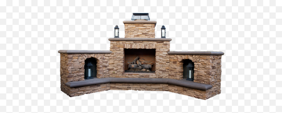 Outdoor Fireplace - Stone Fire Place Png Emoji,Fireplace Clipart