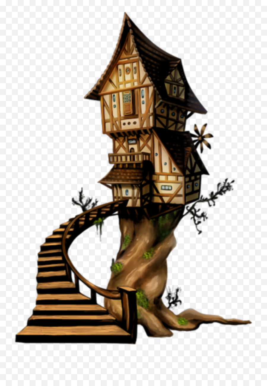 Freetoedittreehouse Fairytail Stairway Remixit Tree Emoji,Treehouse Clipart