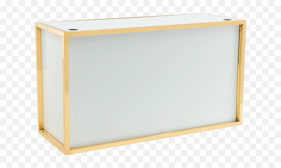 Unico Dj Booth With Gold Frame And White Panels Hire Emoji,Dj Booth Png