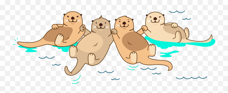 Otter Clipart Holding Hands Otter - Otters Holding Hands Png Emoji,Otter Clipart