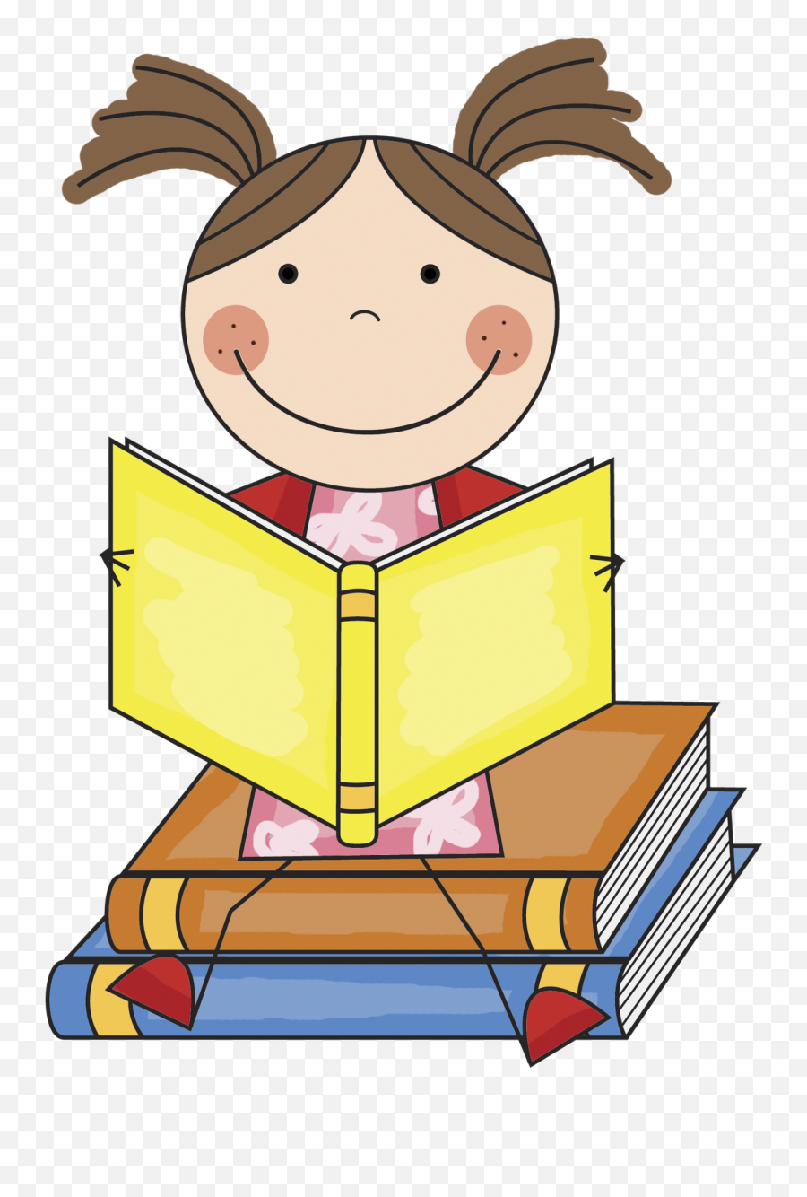 Girl Reading Books Clipart Free Image - Kids Book Clipart Emoji,Book Clipart
