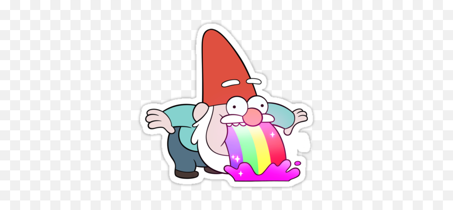 Rainbow Vomiting Gnome Sticker - Gravity Falls Stickers Png Emoji,Gnome Meme Png