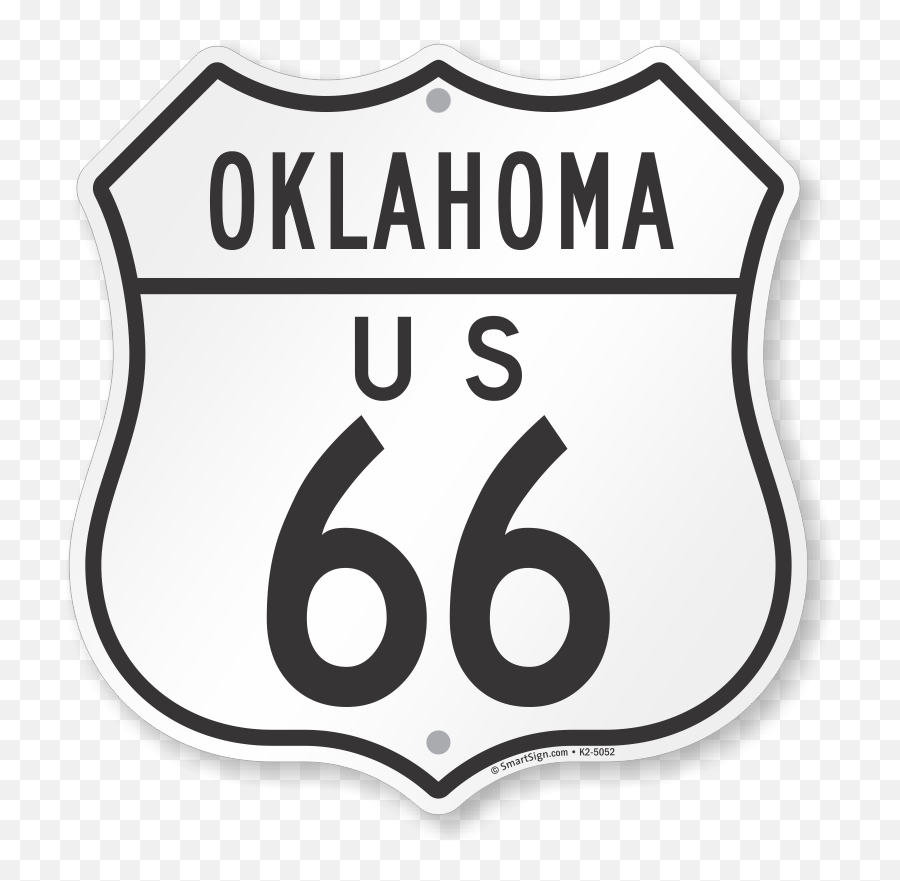 Us 66 Oklahoma Route Marker Shield Sign - Route 66 Emoji,Oklahoma Png