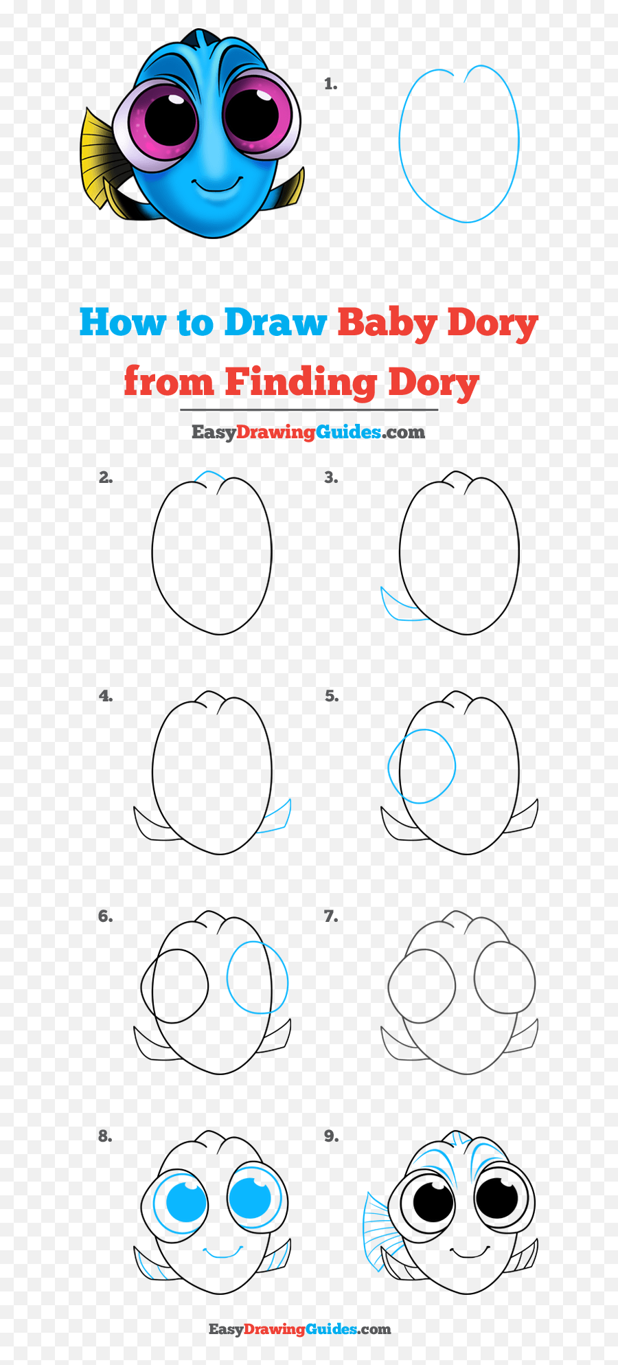 How To Draw Baby Dory From Finding Dory Really Easy Drawing Emoji,Finding Dory Logo Png