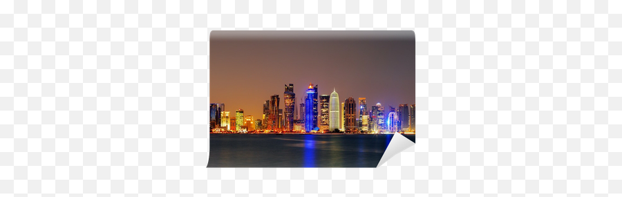 Doha Qatar At Dusk Is A Beautiful City Skyline Wall Mural U2022 Pixers - We Live To Change Fototapete Qatar Emoji,City Skyline Png