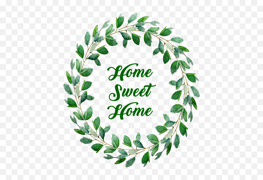 Free Photo Watercolor Wreath Home Sweet Home Green Leaf - Invitacion De Boda Con Hospedaje Emoji,Watercolor Wreath Png