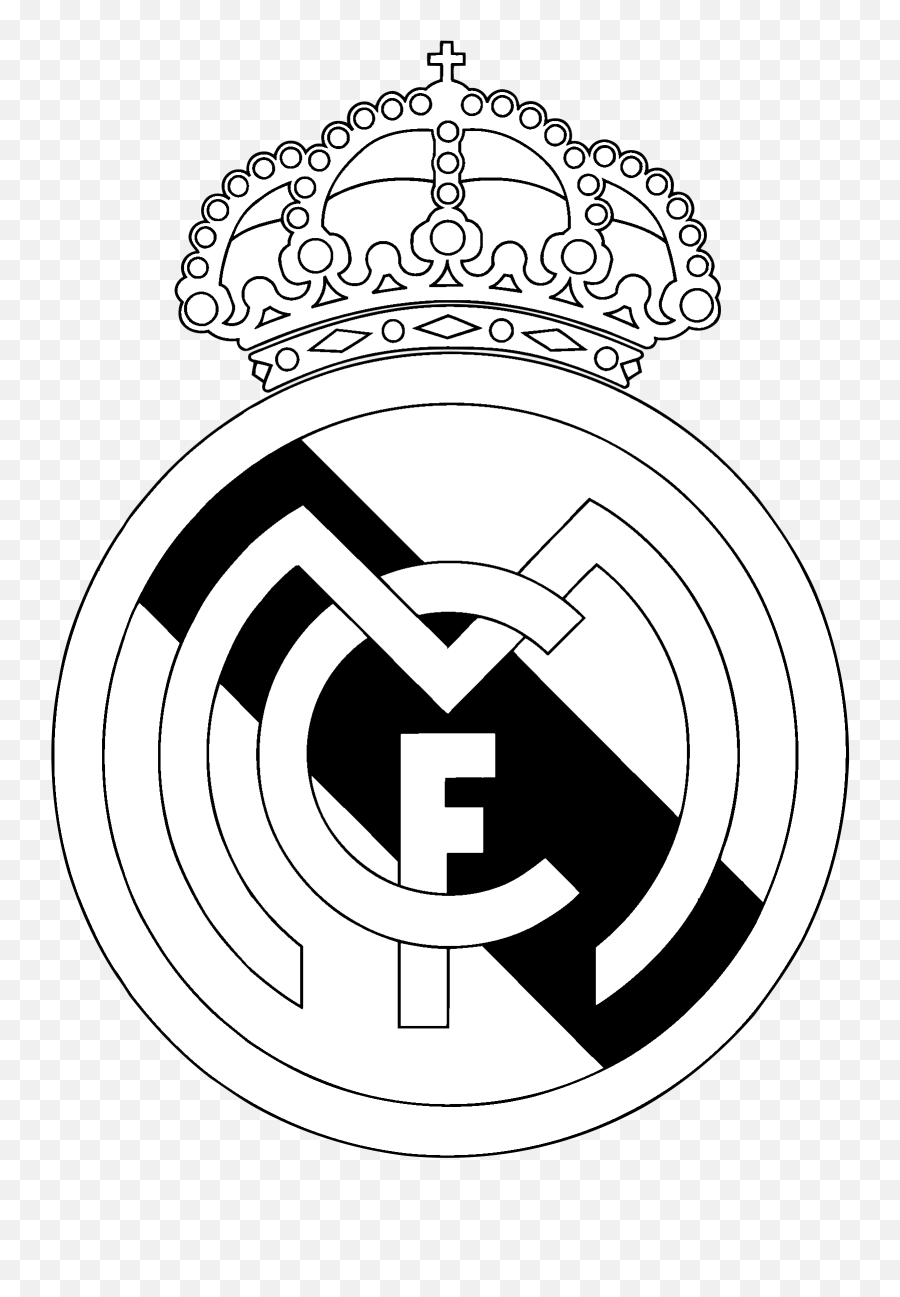 Real Madrid Cf Logo Black And White - Logo Escudo Real Madrid Png Emoji,Real Madrid Logo