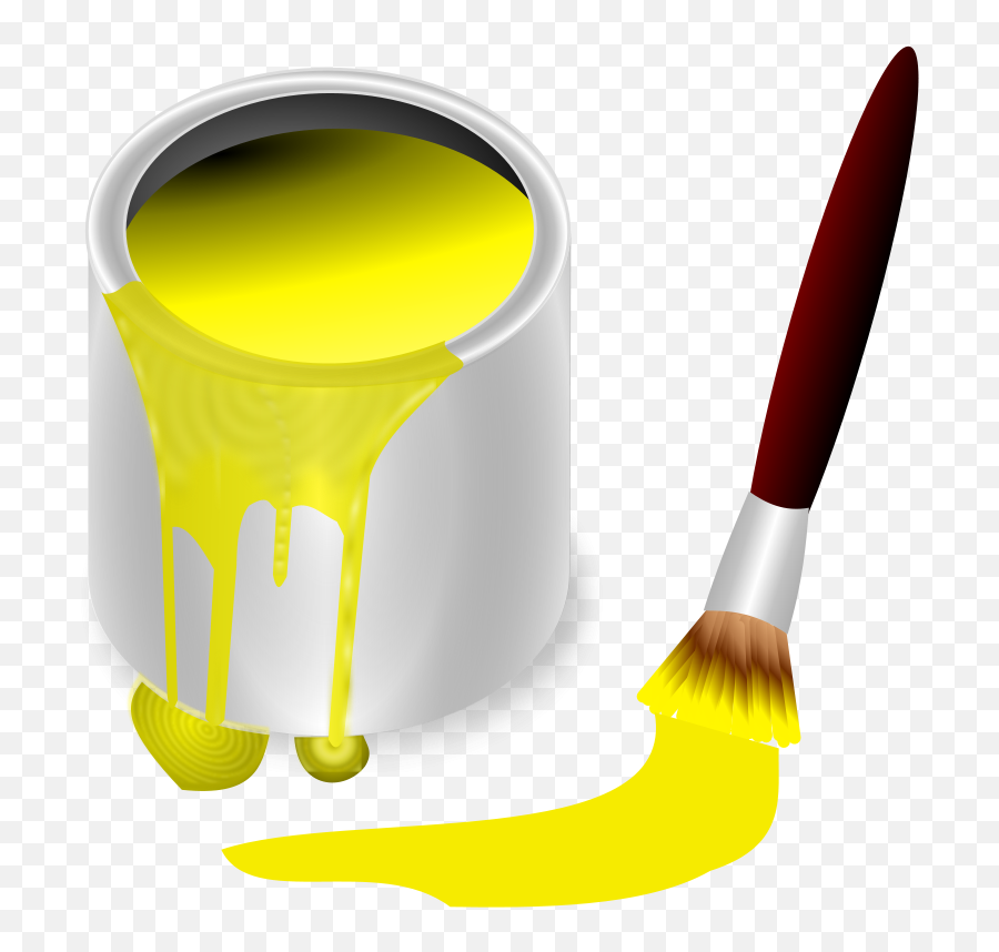 Yellow Paint Brush Clipart - Yellow Paint Clipart Emoji,Paintbrush Clipart