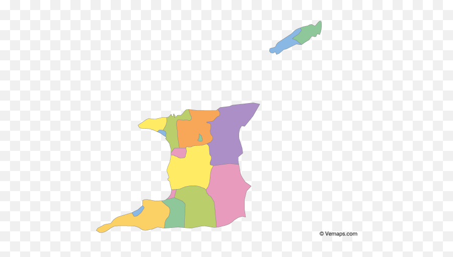 Multicolor Map Of Trinidad And Tobago With Regions Free Emoji,Trinidad Flag Png
