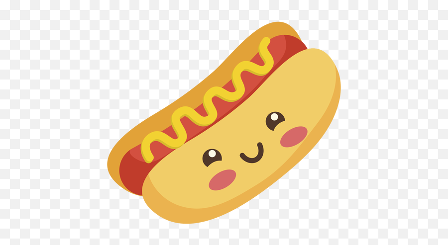 Flat Kawaii Hotdog - Hot Dog Kawaii Emoji,Hot Dog Transparent Background