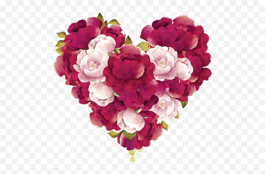 Flower In Heart Shape Flower Heart - Flower Heart Png Emoji,Heart Shape Png