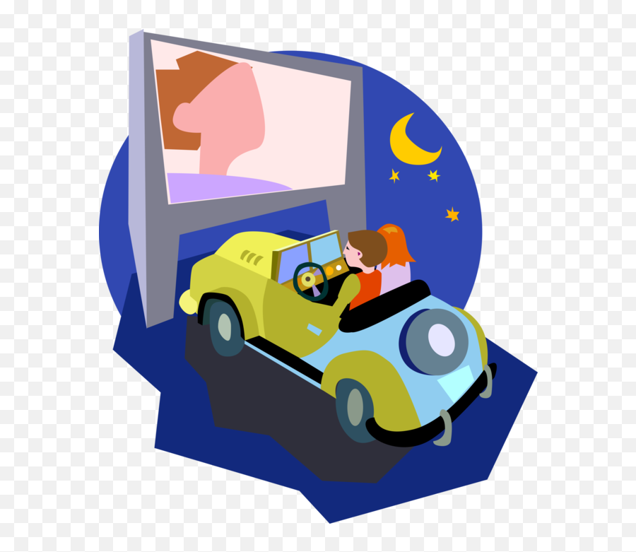 Romantic Date At Drive - In Movie Vector Image Emoji,Movie Theatre Clipart