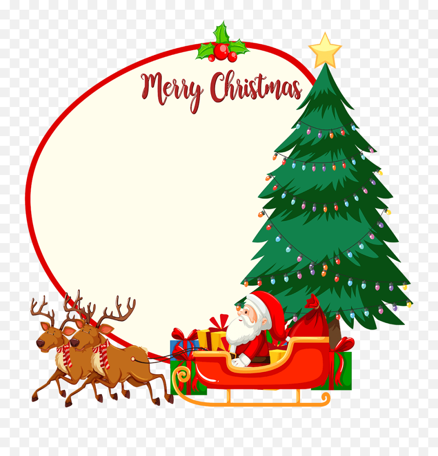 Free U0026 Cute Santa Sleigh Clipart For Your Holiday - Christmas Greeting Card Frame Emoji,Santa Sleigh Clipart