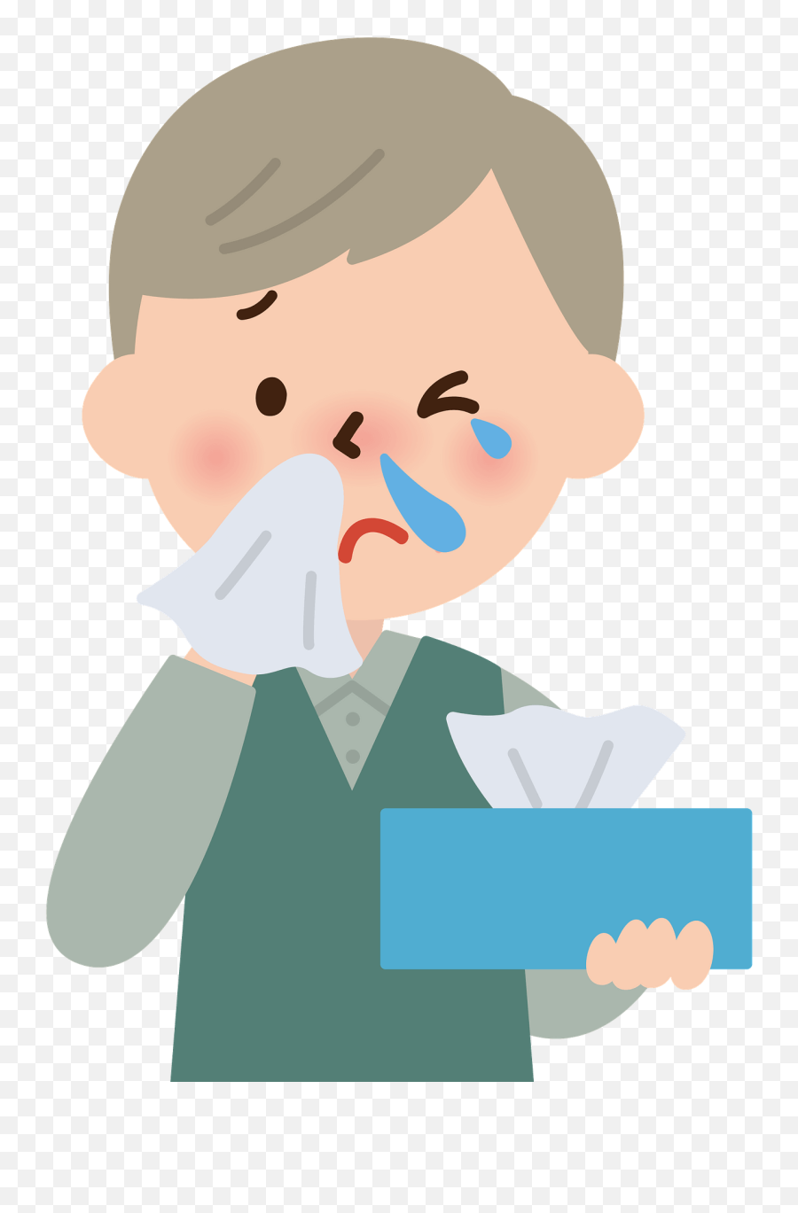 Henry Man Is Blowing His Nose Clipart Free Download - Clipart Of Running Nose Emoji,Nose Clipart