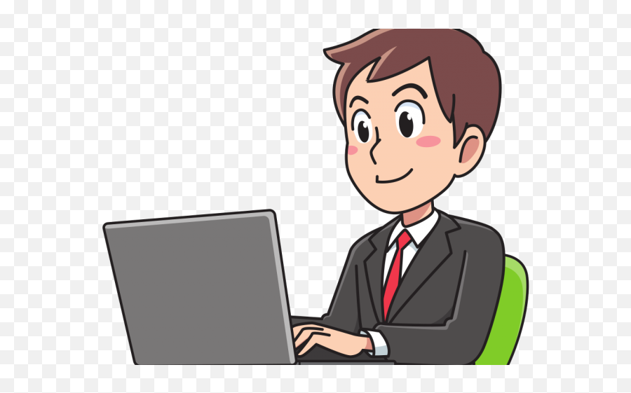 Secretary Clipart Bookkeeper - Man And Computer Icon Man Working Clipart Emoji,Computer Icon Transparent