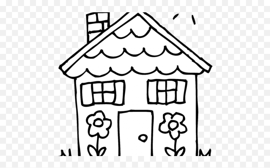 House Line Drawing Art - Black And White House Clipart Emoji,House Clipart Black And White
