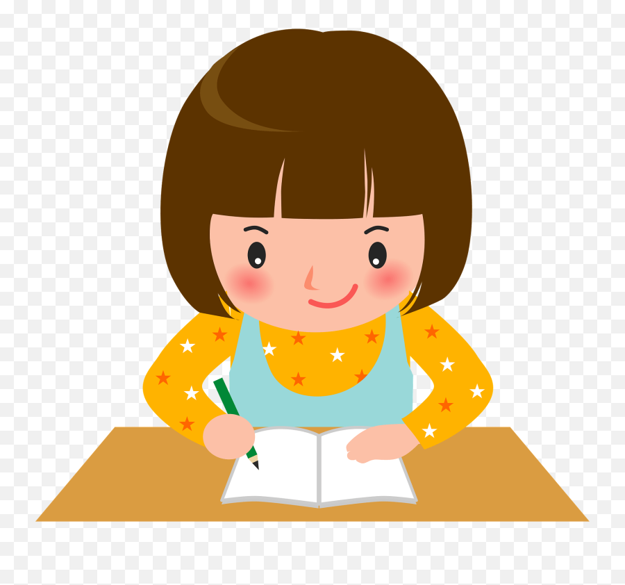 Little Girl Is Studying Clipart - Little Girl Studying Clipart Emoji,Study Clipart