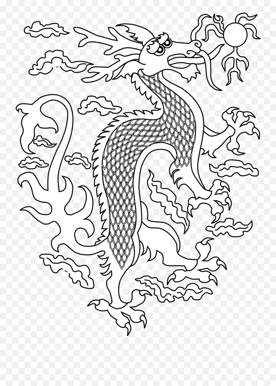 Beautiful Black And White Drawing Of The Chinese New Year Dragon Clipart - Dragon Outline Png Emoji,Dragon Clipart