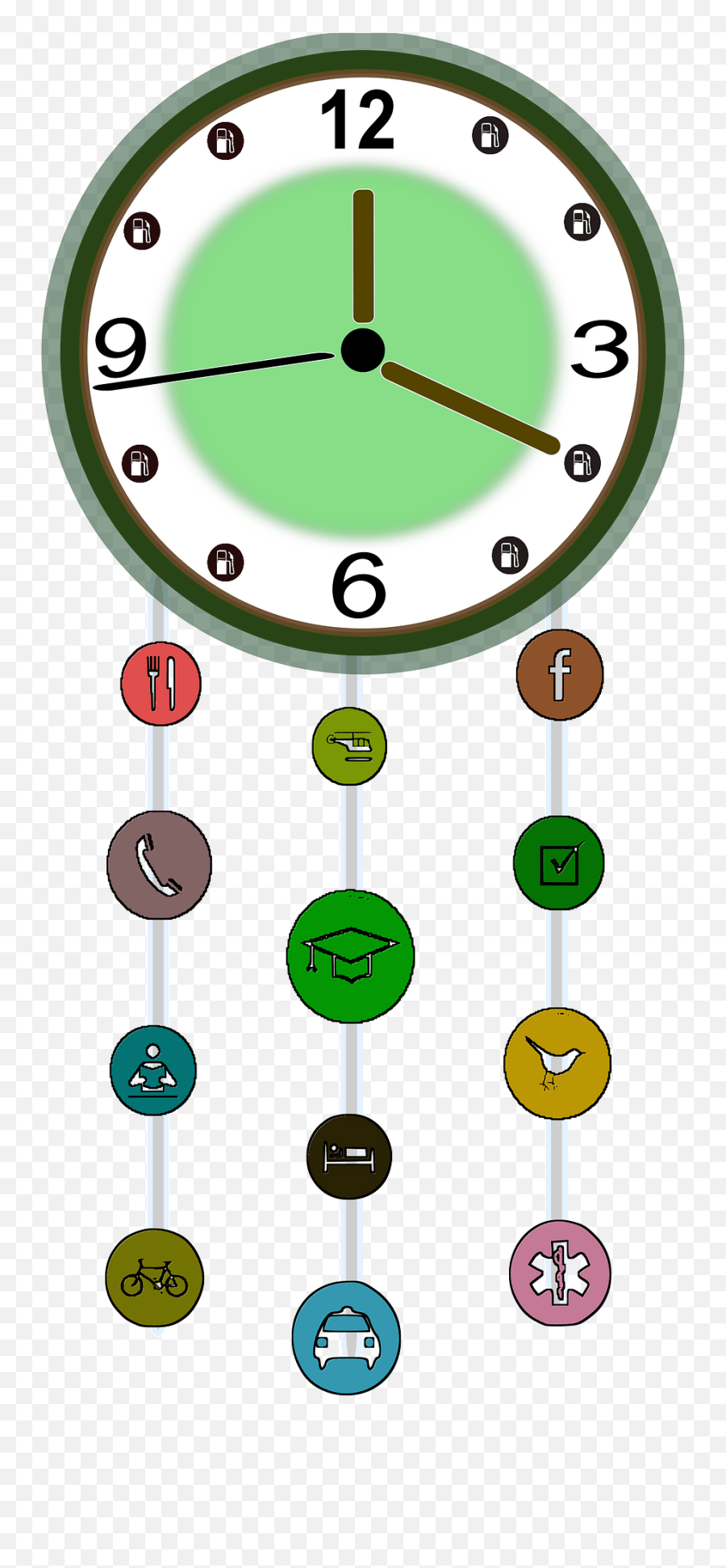 Circle Green Wall Clock Png Clipart Png Mart - Clock Emoji,Clock Clipart