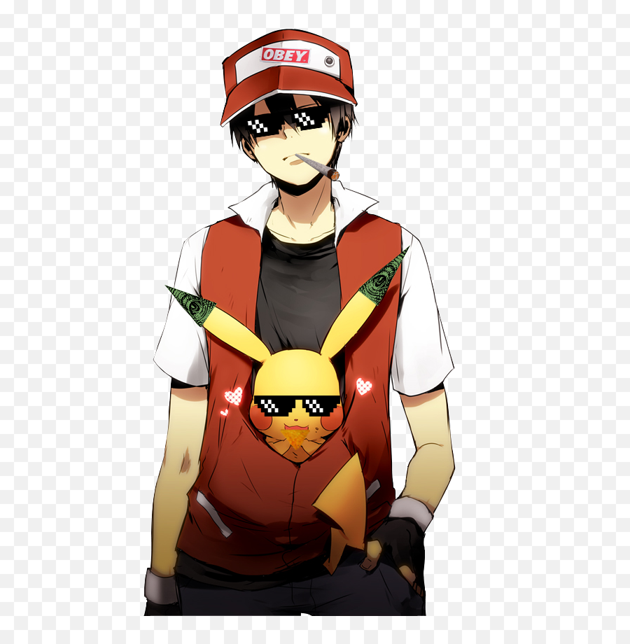 Download Mlg Trainer Red - Pokemon Trainer Red Png Image Emoji,Mlg Obey Hat Transparent