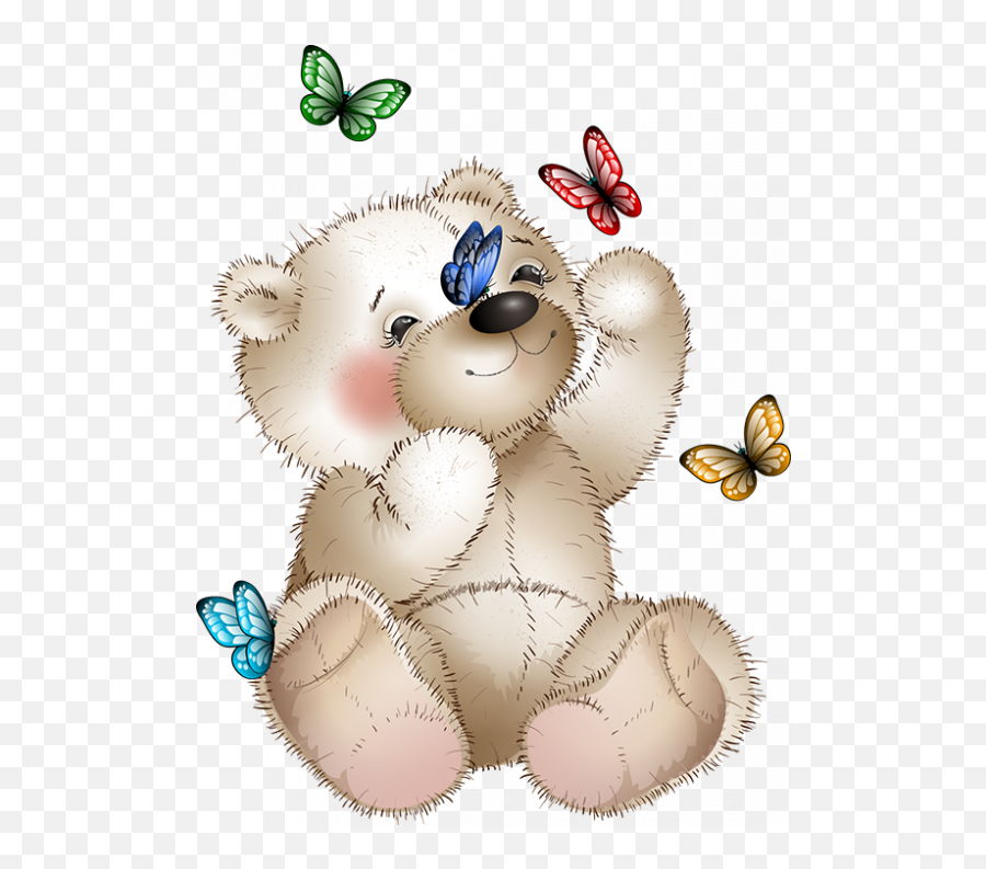 Bear And Butterflies U2026 Teddy Bear Cartoon Teddy Bear Emoji,Cute Teddy Bear Clipart