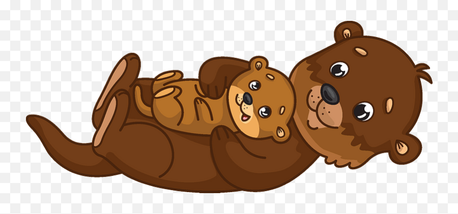 Otter With A Baby Clipart - Happy Emoji,Otter Clipart