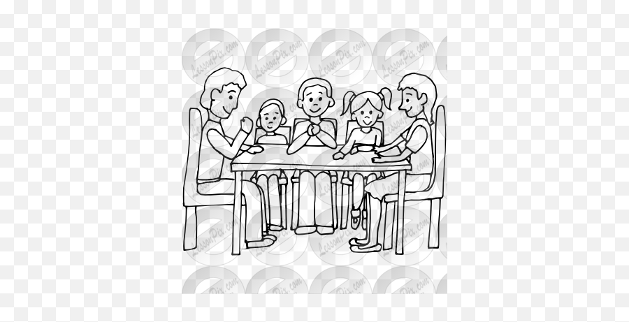 Family At Thanksgiving Dinner Black And 320293 - Png Images Family Having Dinner Drawing Easy Emoji,Thanksgiving Dinner Clipart