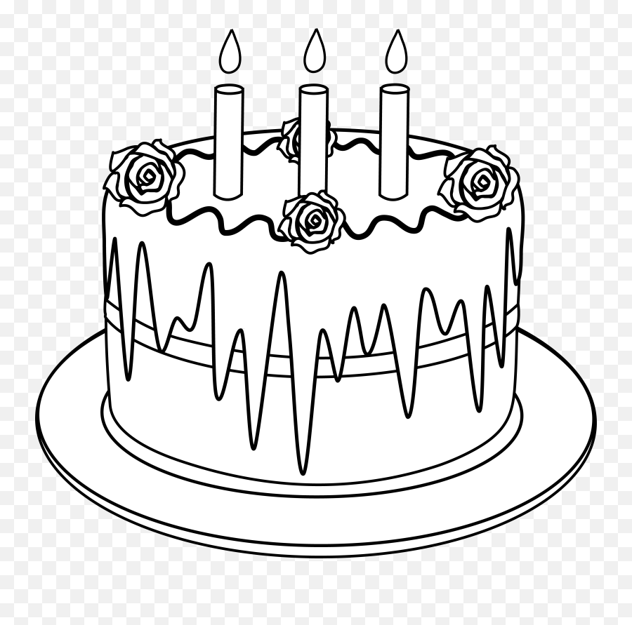 Birthday Cake Clipart Black And White - Outline Images Of Cake Emoji,Cake Clipart Black And White