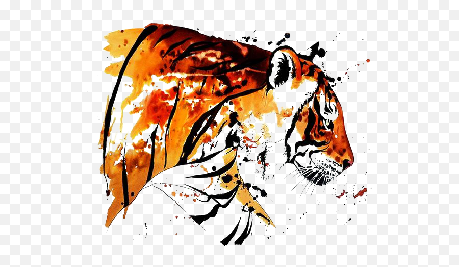 Download Watercolor Tattoo Bengal Tiger - Watercolor Tattoo Tiger Emoji,Drawing Clipart