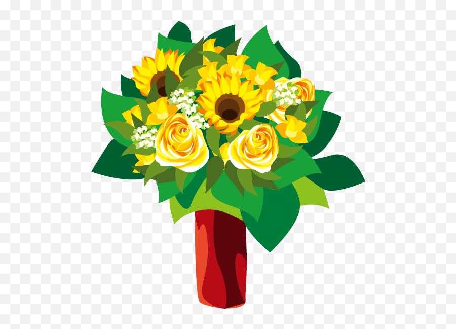 Download Hd Common Euclidean Yellow Transprent - Sunflower Sun Flower Bouquet Clipart Emoji,Bouquet Clipart
