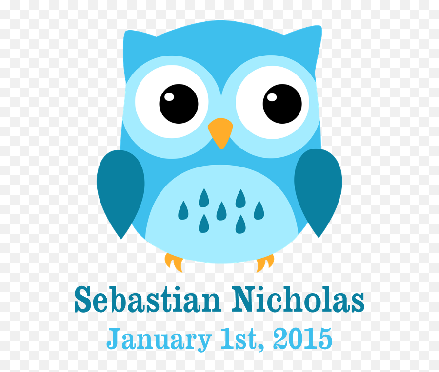 Blue Owl Custom Baby Name Birthdate Teddy Bear - Blue Night Emoji,Sebastian Clipart