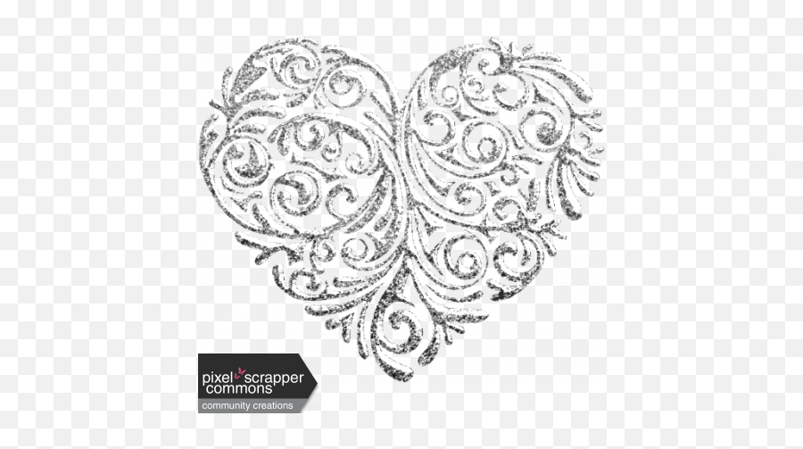 Filigree Heart Transparent Png - Silver Filigree Heart Drawing Emoji,Filigree Clipart
