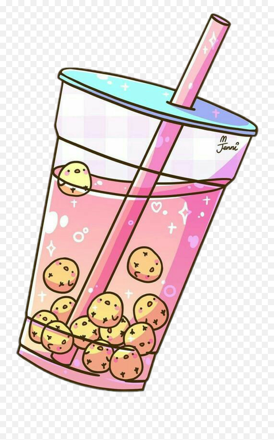 Aesthetic Bubble Tea Sticker Clipart - Jenni Illustrations Bubble Tea Emoji,Boba Png