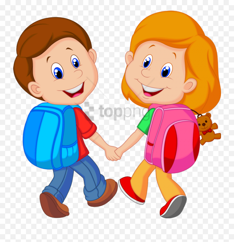 Free Png School Kids Clip Art Png Png - Kids With School Bag Clipart Emoji,School Kids Clipart