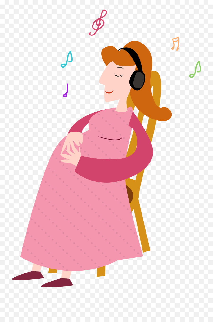 Pregnant Woman Listenin To Music Clipart Free Download - Pregnant Mom Cartoon Transparent Emoji,Pregnant Clipart