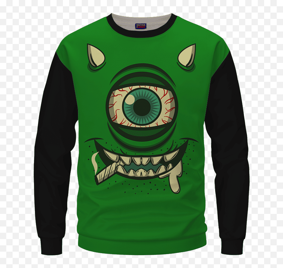 Stoner Mike Monsters Inc Dope Green Black Sweater - Saiyan Stuff Long Sleeve Emoji,Monsters Inc Logo